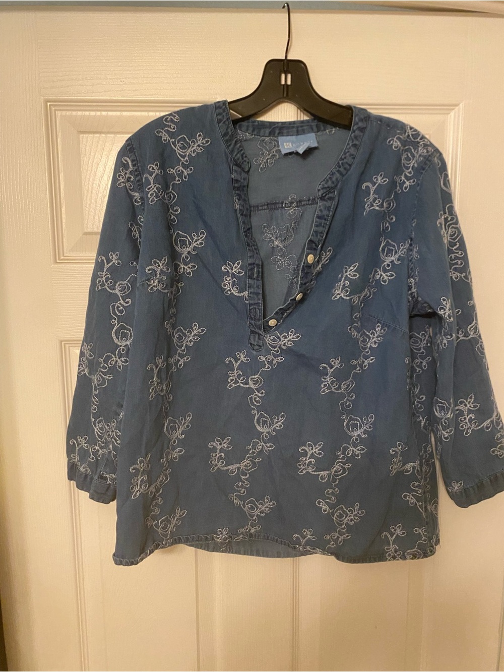 Koret Blue Embroidered V-Neck Tunic